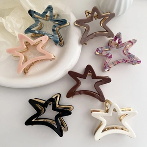 Minimalist Acetate Hollow Star Hair Claw Clip For Women Elegant Metal Shark Clip Hair Accessory Styling Headwear Gift