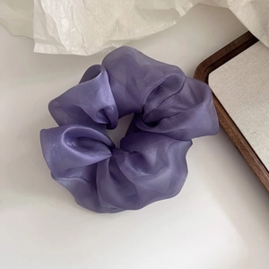 Elegant purple organza scrunchie with sheer texture for French style hairstyles