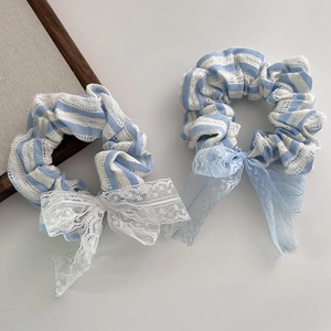 Chouchous rayés bleu et blanc avec nœuds en dentelle, ensemble de deux pièces style ballet