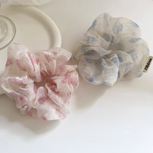 Chouchous en Maille Fleurie Douce de Style Coréen Anneau de Cheveux Élastique Attaches de Cheveux à Fleurs Botaniques pour Femmes Filles