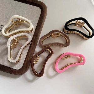 Medium wavy cloud acetic acid hair claw clips set in six assorted colors and metal spring