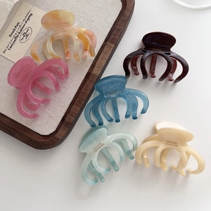 Elegant Acetate Marbled Hair Claw Clip French Style Octopus Shark Clip Medium Size Non Slip Hair Styling Accessories For Women