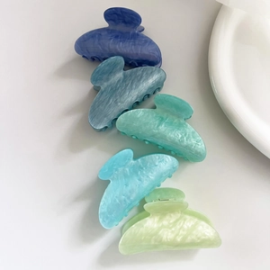Set di 5 mollette per capelli sfumate verde e blu con finitura in finto marmo