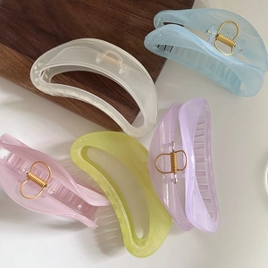 Large Hair Claw Clip Translucent Acrylic Jelly Color Moon Shape Non-Slip Shark Clip Summer Fresh Elegant Styling For Women