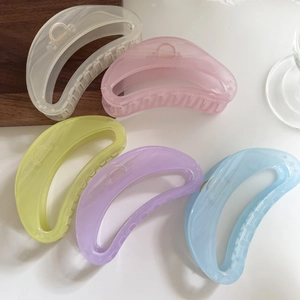Set of five large macaron jelly color matte shark hair clips in various pastel shades