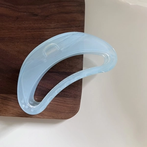 Light blue translucent jelly shark hair claw clip in large size for thick hair