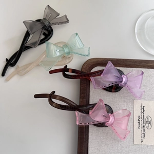 Barrettes à cheveux nœud aux couleurs gelée translucides pour coiffure élégante