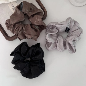French Chic Pleated Satin Texture Scrunchie For Women Minimalist Elastic Hair Ring Hair Band Large Hair Ties Accessories