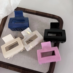 Elegant Small Square Acetate Hair Claw For Women Korean Style Sweet Hollow Shark Clip Simple Geometric Hair Accessories