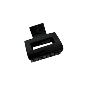 Glossy black square acetate claw clip for women featuring a minimalist hollow-out hair accessory
