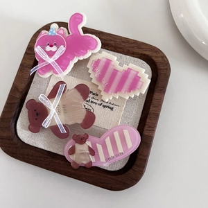 Lot de 4 pinces à cheveux mignonnes pour chiens et chats en acrylique rose pastel