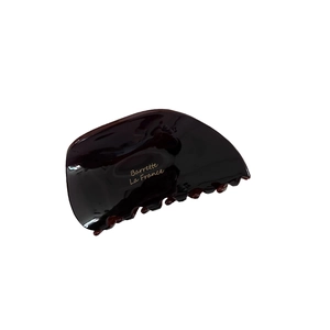 Brown acetate hair claw clip for thin hair with golden Barrette La France text print
