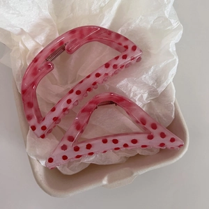 Women Polka Dot Hair Claw Clip Plastic Resin Pink Brown Gray Geometric Shark Clip For Daily Hair Styling Accessory