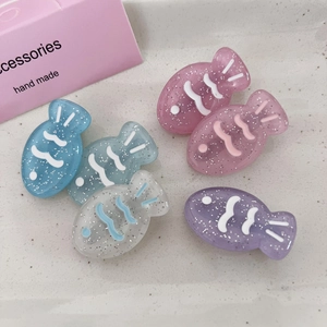 Linda Pinza para el Cabello con Forma de Pez Taiyaki Purpurina Resina Gelatina Clip de Pico de Pato Dulce para Mujer Accesorios Pelo
