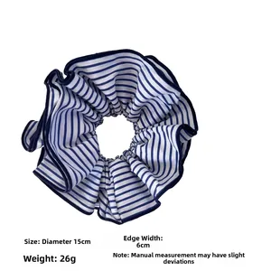 Spécifications de taille du chouchou en tissu à rayures bleues de 15cm de diamètre
