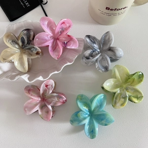 Lot de six pinces à cheveux fleurs colorées avec texture marbrée pour coiffure d'été