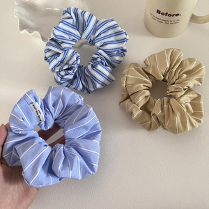 Korean Style Striped Large Cloth Scrunchies For Women Elastic Fabric Hair Ties Elegant Ponytail Holder Fashion Hair Accessories