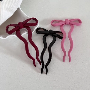 Épingles à cheveux en U avec nœud en acétate, rouge, noir et rose pour coiffure élégante