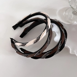 Französisch Vintage Satin Geflochten Haarreif Schmal Twist Rutschfeste Zähne Stirnband Haarschmuck Für Damen Täglich Party