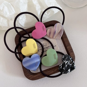 Heart Shaped Acetic Acid Hair Tie Minimalist Gold Label Ponytail Holder Versatile Elastic Hair Rope For Women Hair Accessories
