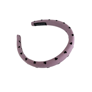 Serre-tête violet avec motif cœur et étiquette fait main pour coiffure tendance