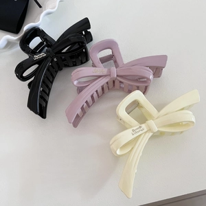 French Style Large Bow Hair Claw Clip Elegant Resin Lacquer Shark Clip Hair Accessories For Women Daily Party Dating