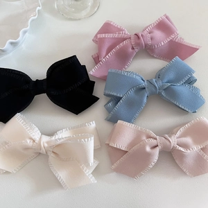 Elegant Ruffle Edge Bow Hair Clip Korean Style Balletcore Sweet Fabric Spring Clip For Women Girls Hair Accessory
