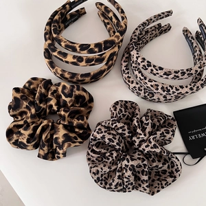 Vintage Leopard Print Fabric Headband For Women Khaki Brown Animal Pattern Hair Hoop Handmade Fashion Hair Accessories
