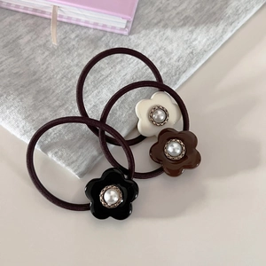 Elegante Künstliche Perlenblumen Haargummis Retro Hochelastische Pferdeschwanzhalter Haarbänder Für Damen Mädchen Handgefertigte Accessoires
