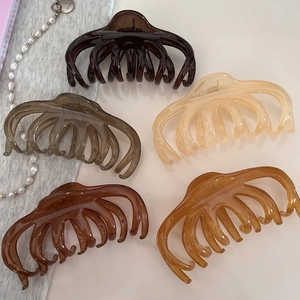 Lot de 5 grandes pinces à cheveux françaises en résine aux tons terreux brillants