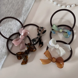 Korean Style Acetate Bow Scrunchies Elegant Sweet Hair Tie Elastic Hair Band For Women Girls Fashion Hair Accessories