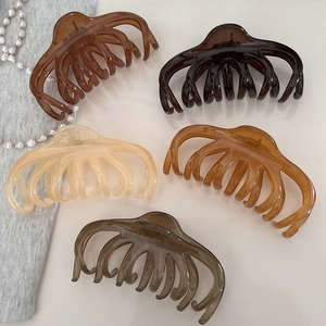 Lot de grandes pinces à cheveux en acrylique aux tons terreux pour cheveux épais