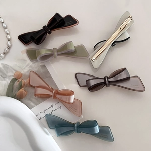 French style 3D bow hair clips in six pastel colors with elegant jelly texture finish