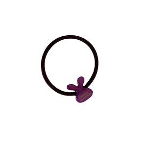 Cute purple bunny elastic hair tie with France Handmade gold script on white background