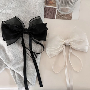Elegant Bow Hair Clip With Mesh Streamer Fabric Spring Clip Sweet Headwear For Women Daily Fashion Hair Accessories