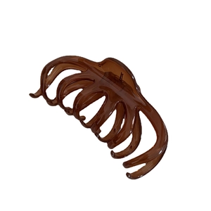 Grande pince à cheveux ambre translucide avec un design minimaliste de style français