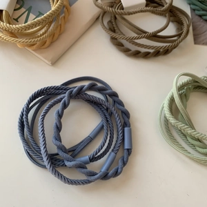Morandi elastic hair bands with double-braid twist design in durable neutral colors
