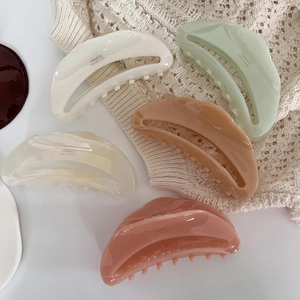 Grande Pince à Cheveux en Acétate pour Femmes Fait Main Géométrique Couleur Gelée Fini Irisé Élégante Pince à Cheveux