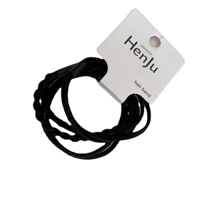 High elasticity black hair band set with durable woven texture on white background