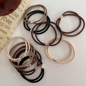 Elastici per capelli a doppio filo marrone con perle dorate in varie tonalità terra