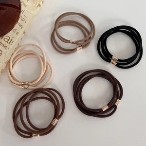 Set di elastici per capelli marroni con perline d'oro ovali e materiale ad alta elasticità