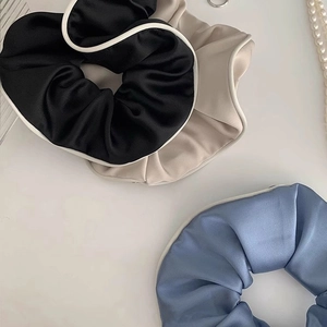 Koreanischer Stil Satin Geränderter Scrunchie Großer Haargummi Kontrastfarbe Elastisches Haarband Damen Eleganter Haarschmuck