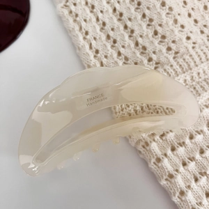 Pince à cheveux élégante couleur crème en résine brillante avec lettrage France Handmade