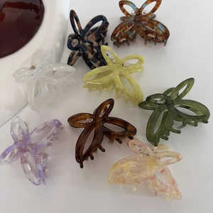 French Retro Acetate Hollow Butterfly Hair Claw Clip Small Elegant Mermaid White Purple Tortoise Shell Hairpin For Women