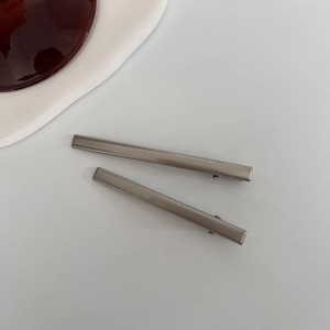 Set di fermagli per capelli minimalisti in lega d'argento opaco su sfondo bianco