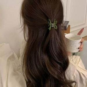 French style green acetate hollow butterfly hair claw clip for elegant half-up hair styling