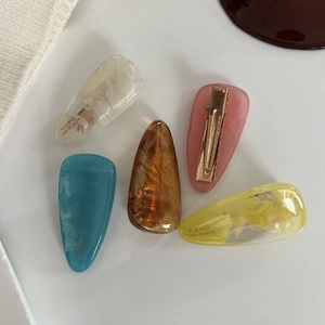 Acetate Marble Pattern Water Drop Hair Clip For Women Handmade Colorful Duckbill Clip Fresh Style Cute Side Hairpin Jewelry