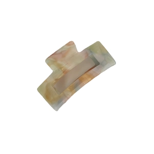 Large acetate square hair claw clip with colorful marble pattern for elegant updos