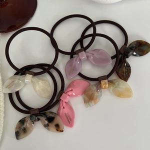 Sweet Handmade Cellulose Acetate Bow Rabbit Ear Hair Ties High Elasticity Hair Ropes Korean Style Ponytail Holders Women Girls