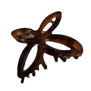 French vintage dark brown tortoiseshell acetate bow hair claw clip for elegant hairstyles
